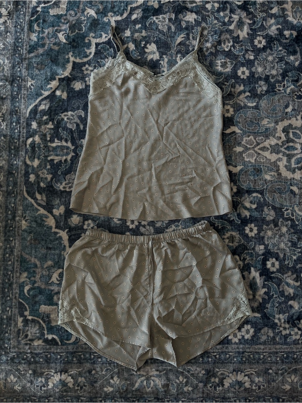 Silky Lace-Trim Cami & Short Sleep Set
